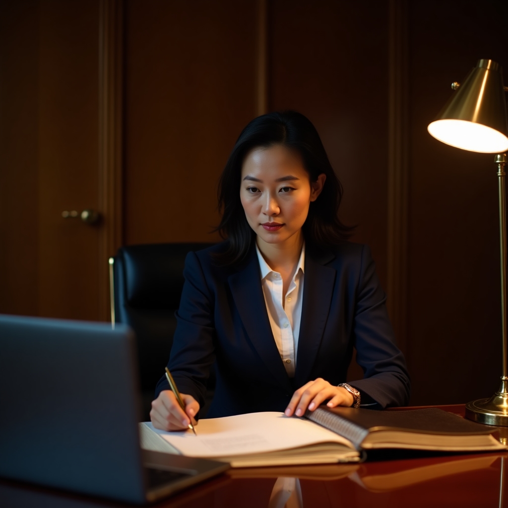 Buchhaltungsexpertin an einem eleganten Schreibtisch